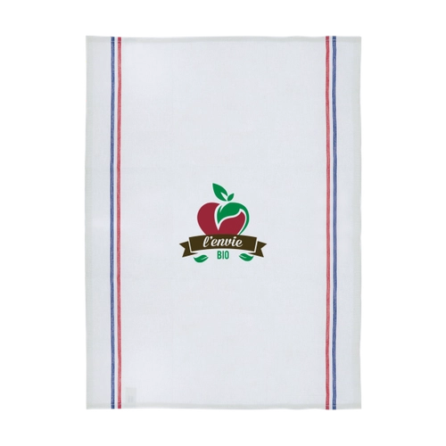 image du produit Torchon made in France en coton certifié oektoex - avec bandes tricolores