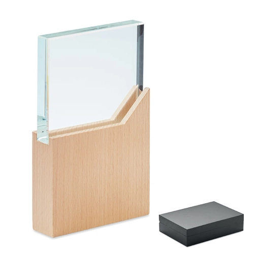 image du produit Trophée en cristal sur sa base en bois de hêtre - livré das boite cadeau